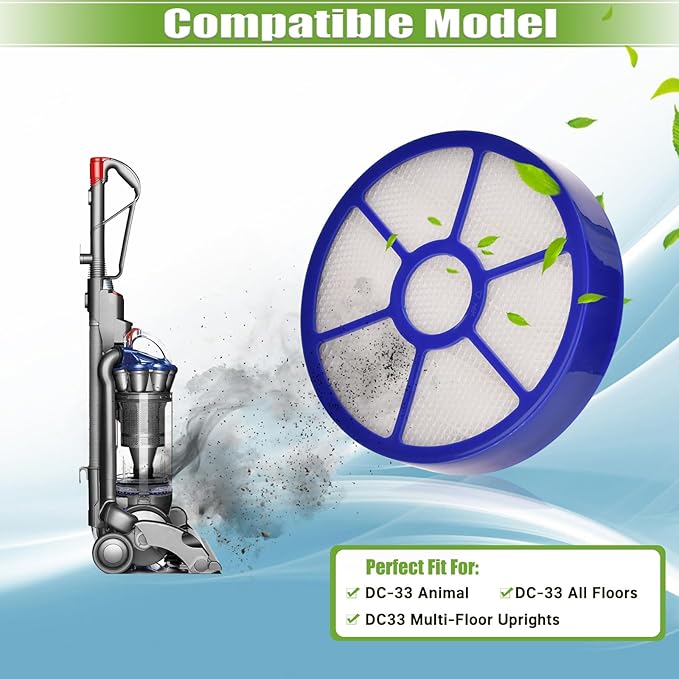 2 Pack Pre-Motor Filter & Post-Motor Exhaust HEPA Filter Replacement for Dyson DC33 Multi Floor, DC33 Total Clean, and DC33 Exclusive Vacuum Cleaners, Replace Part # 919563-02 & 921616-01