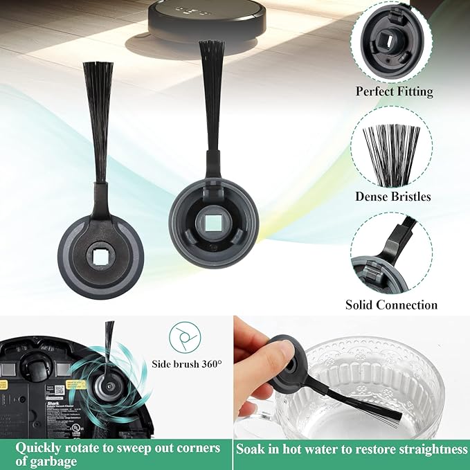 Replacement Parts for Shark ION Robot AV751 AV752 AV753 S87 R85 RV850 RV851WV robot vacuum replacement parts by Techecook - 10 Side Brushes, 5 Hepa Filter, 2 Main Brushes, 1 Filter Guard, 1 Pre-Filter