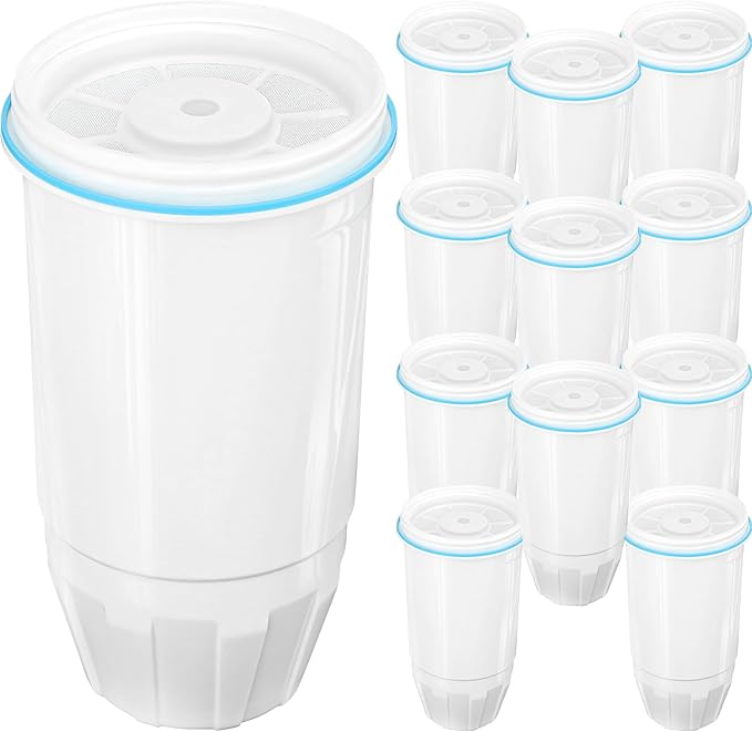 Upgraded Water Filter ZR-001 fit for water 8 10 12 Cup Pitcher Dispenser ZR-017 ZR-004 ZP-006 ZD-013 ZS-008 Multi-Stage Filter Reduce Lead Chromium Cl 12 Pack prime&swift