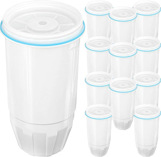 Upgraded Water Filter ZR-001 fit for water 8 10 12 Cup Pitcher Dispenser ZR-017 ZR-004 ZP-006 ZD-013 ZS-008 Multi-Stage Filter Reduce Lead Chromium Cl 12 Pack prime&swift