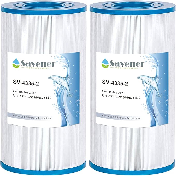 PRB35-IN Spa Filter with Replaces Unicel C-4335, Guardian 409-219, Filbur FC-2385, 03FIL1300, 17-2482, 25393, 303557, 817-3501, R173431, 35 sq.ft, Hot Tub Filter, 2 Pack