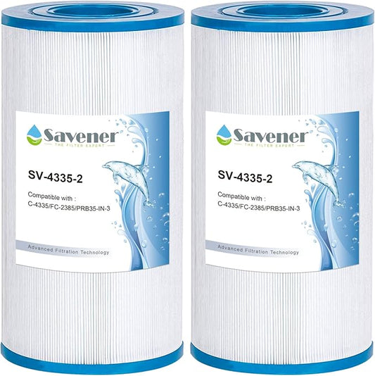 PRB35-IN Spa Filter with Replaces Unicel C-4335, Guardian 409-219, Filbur FC-2385, 03FIL1300, 17-2482, 25393, 303557, 817-3501, R173431, 35 sq.ft, Hot Tub Filter, 2 Pack