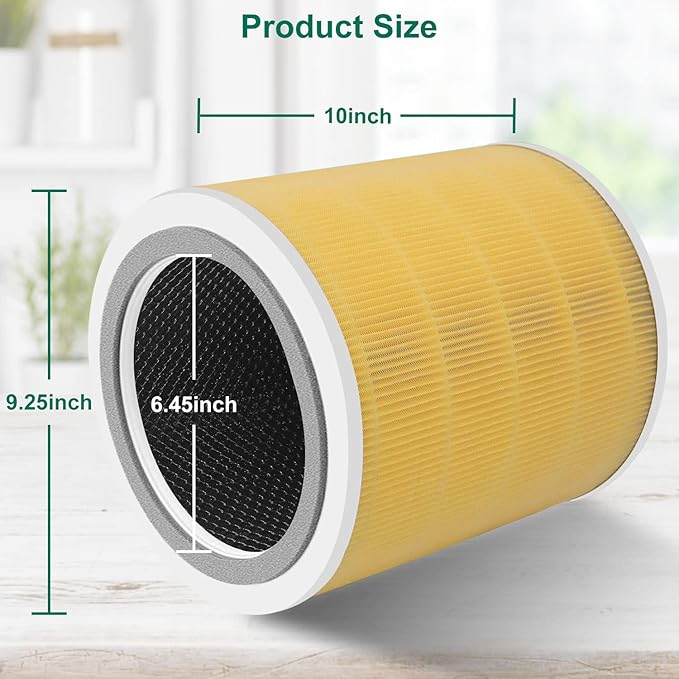 Core 400S Replacement Filter Compatible with LEVOIT Core 400S, 3-in-1 Filter, Activated Carbon Filtration, Compared to Part# Core 400S-RF Yellow