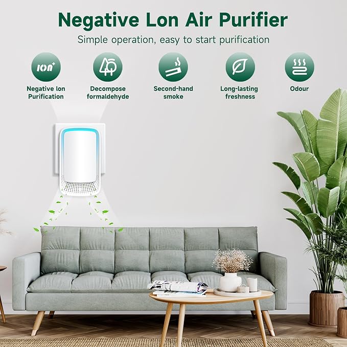 Plug In Air Ionizer Purifier for Home (4 Pack), Negative Ion Generator, Quiet Air Freshener for Bedroom, Office, Kitchen, Portable Air Filter, Mini Air Cleaner