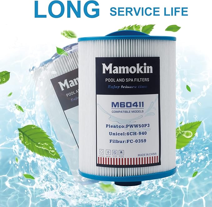 PWW50 Spa Filter, Replaces 6CH-940，Filbur FC-0359, 817-0050, 25252, 03FIL1400, PWW50P3(NOT PWW50P4), (1 1/2" Coarse Thread), Waterway Front Access Skimmer, SAE Thread Hot Tub Filter 2 Pack