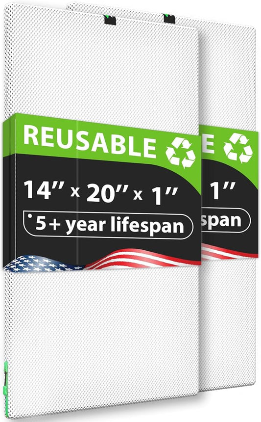 14x20x1 Air filter Pro Kit, Washable and Reusable Air Filter 14x20x1 for AC HVAC Furnace, MERV 8 Air Filters Machine Washable & Dryer Friendly, AC Furnace Air Filter, Include 2 Filters&1 Frame