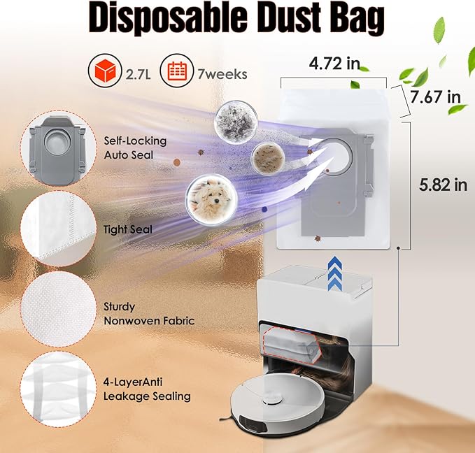 33 PCS S8 MaxV Ultra Accessories Kit for Roborock S8 Max/MaxV Ultra Robot Vacuum,6 Scent Tablets,1 Cleaning Brush,1 Set Main Brush,4 HEPA Filters,4 Mop Cloth,4 Edge Mop Cloth,6 Side Brushes,6Dust Bags