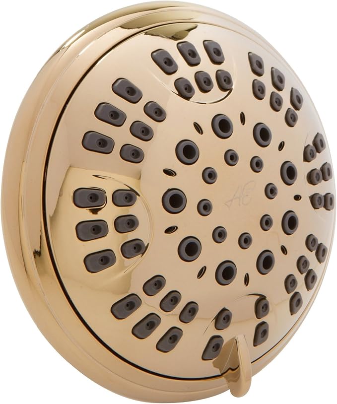 6 Function Adjustable Luxury Shower Head - High Pressure Boosting, Wall Mount, Bathroom Showerhead For Low Flow Showers, 2.5 GPM - Polished Brass