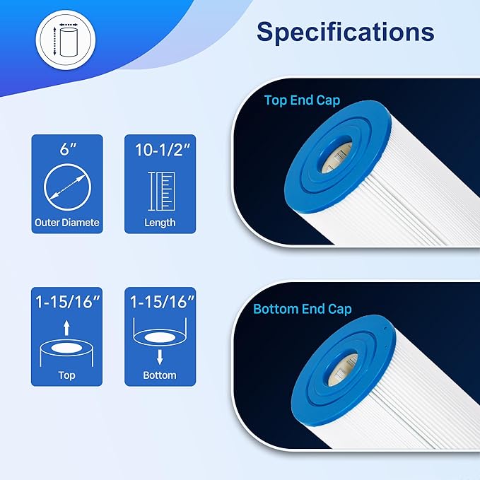 PWK30-EC Spa Filter Cartridge Replaces for C-6330,C-6430,FC-3915, CCP498, 13004, AK-5005, XLS-602, FC-3915M, Hot Springs 31489, Darlly 60307, 30 sq.ft Drop in Hot Tub Filter, 2 Pack