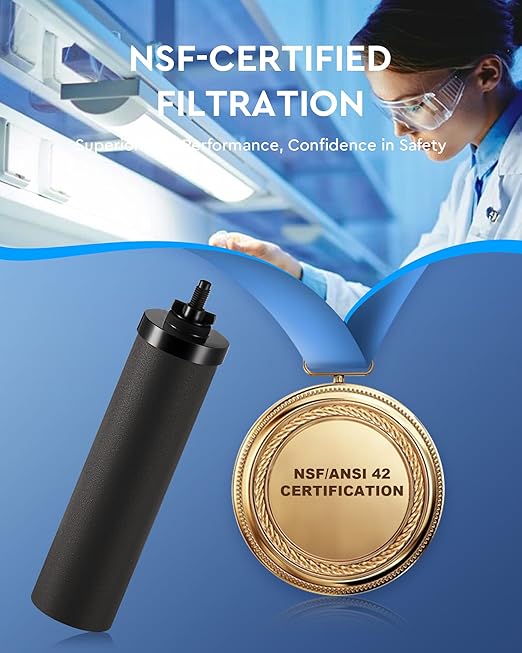 CO-Z Water Filter Replacements, 2 Activated Carbon Water Filters for Gravity Filtration System, Black Purification Elements Purifier Replacements for Home Travel Outdoor, NSF/ANSI 42 Certified