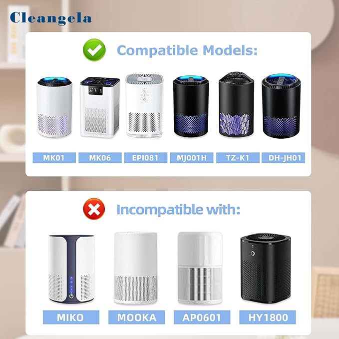 MK01 MK06 Replacement Filter for AROEVE Air Purifier Filter Compatible with MK01/MK06 Kloudi DH-JH01 ToLife TZ-K1 Intelabe EPI080/EP1080 Elechomes EPI081/EP1081 Air Purifier Filter Green