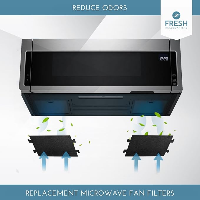 2-Pack Notched Activated Carbon Charcoal Microwave Hood Filters - 9.75" x 7.25" Microwave Hood Filters - Compatible with Whirlpool OTR Models and KitchenAid Models, Made in USA