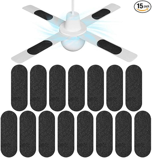 15 Pack Ceiling Fan Filters for Blades, Air Filters with Activated Charcoal, Easy-Stick Universal Fit, Ceiling Fan Air Purifiers for Common Household Contaminants，Unscented