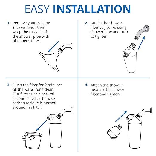 Aquasana Shower Filter | Dermatologist-recommended for softer, healthier skin & hair | Proven to reduce 90% of chlorine for 6 months | High pressure | Includes shower head | AQ-4100