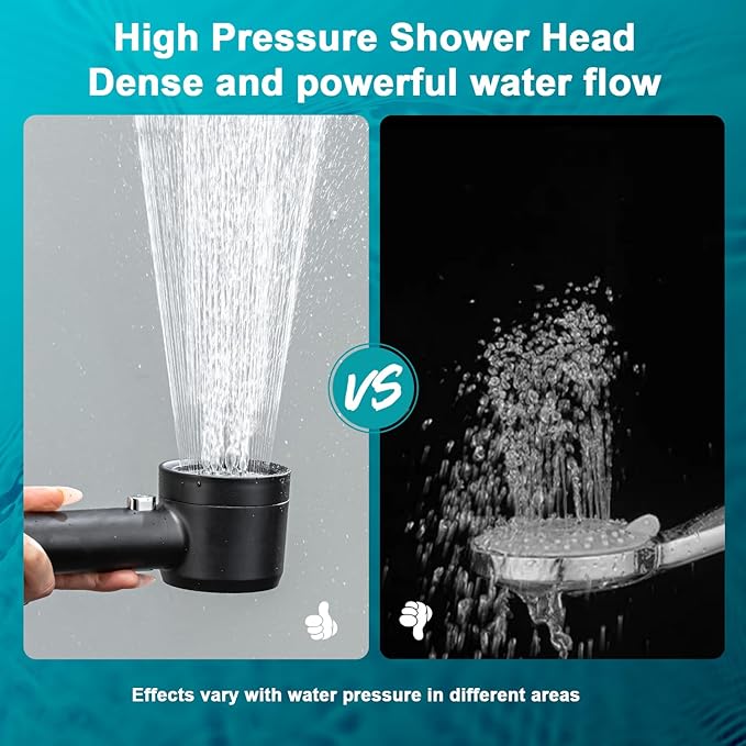 High Pressure Showerhead with Filters, Filtered Shower Head Handheld with ON/OFF Switch,Extra Long 79-inch Hose and Adjustable Angle Bracket Extra Low-Reach Adhesive Wall Mount for Kids (black)