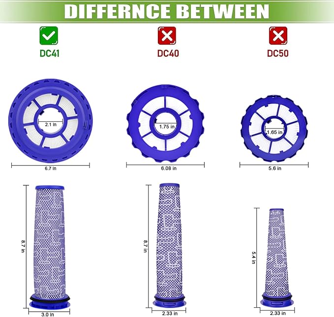 Replacement Filter for Dyson DC41 DC65 DC66 UP13 UP20 UP30, 2 Post-Motor Filtesr and 2 Pre-Motor Filters for Dyson Ball Animal 2/3 Vacuum, Compare Part# 920769-01 & 920640-01