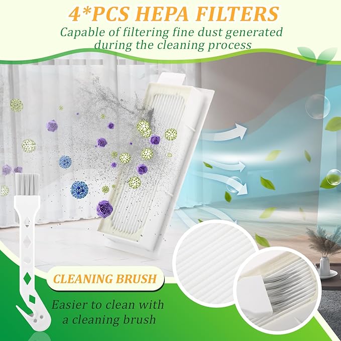 Replacement Parts for ECOVACS DEEBOT T20 Omni/T20 Max/ T20 Pro /T20e Omni Accessories Kit with 1 Rubber Brush,4 Dust Bags,4 Hepa Filters,4 Mop Pads,6 Side Brushes Vacuum Cleaner Set Accessories