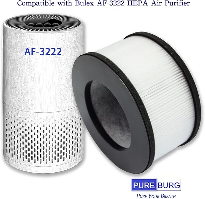 PUREBURG Replacement Filter Compatible with Bulex AF-3222 Air Purifier, 2-Pack H13 HEPA Activated Carbon 2-in-1 4-Stage Filtration Air Clean Dust VOCs