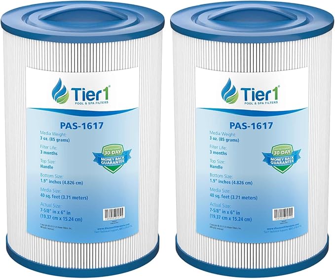 Tier1 Pool & Spa Filter Cartridge 2-pk | Replacement for Waterways 817-0050, Front Access Skimmer, Pleatco PWW50, FC-0359, 6CH-940 and More | 40 sq ft Pleated Fabric Filter Media
