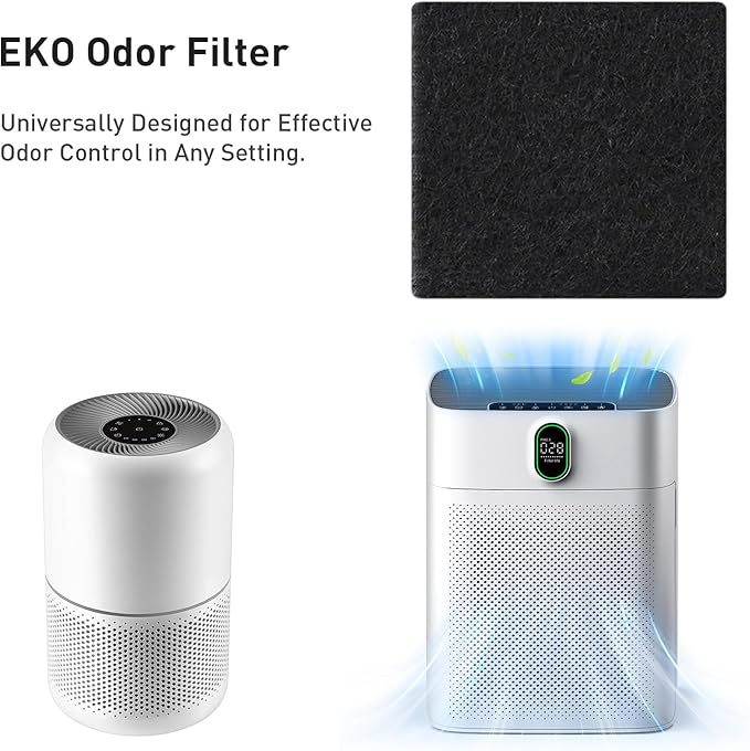EKO Trash Can Odor Filter Refills for Trash Can and Compost Bin, Activated Charcoal Deodorizer, Strong Charcoal Odor Absorber, Pack of 4 Replacements