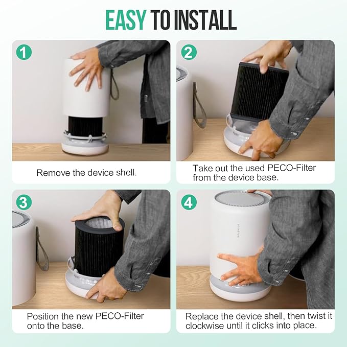 Air Mini Replacement Filter Compatible with Molekule Air Mini & Air Mini+ Air Purifiers, 3-in-1 High-Efficiency True HEPA Replacement Filter (Black, 1 Pack)