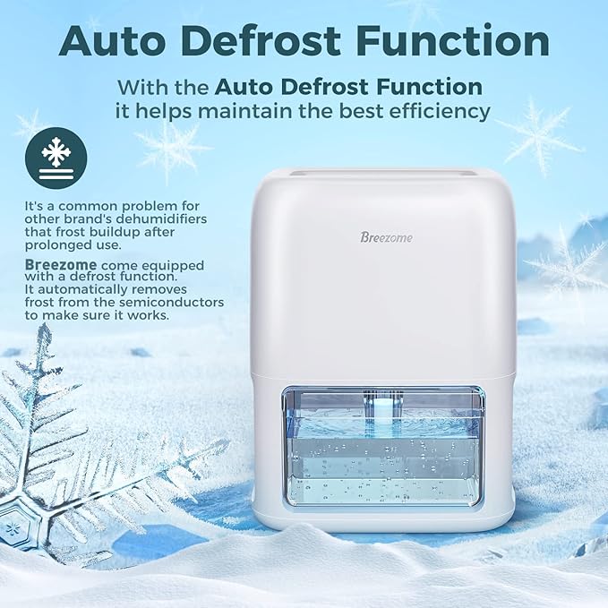 BREEZOME 60 OZ Dehumidifiers for Home, Dual-Semiconductor Quiet Dehumidifier with Timer Sleep Mode Auto-Off 7 Colors Light Portable Small Dehumidifiers for Bathroom, Cloakroom, RV