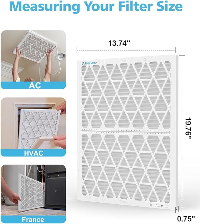 14x20x1 MERV 8 Air Filter, 1 ABS Plastic Frame with 1 Pack Refill, Foldable HVAC AC Furnace Air Filters (Pack of 1) (Actual Size: 13.74"x19.76"x0.75")