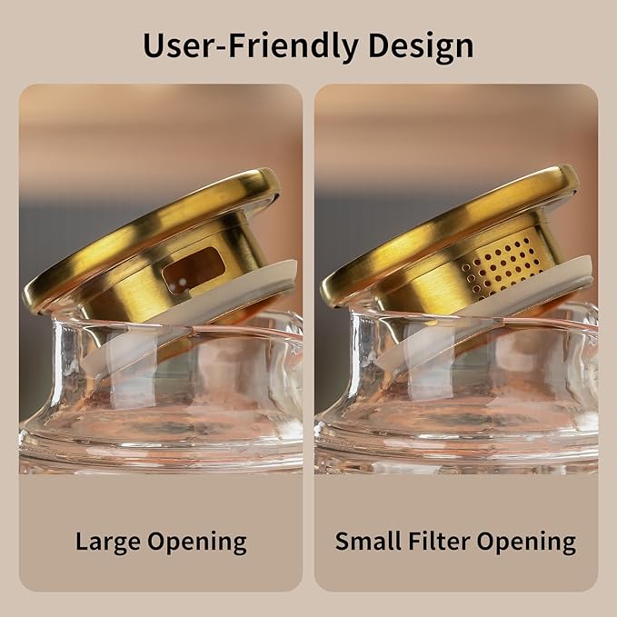 Glass Pitcher with Lid, 68 oz/2 Liter Vintage Water Pitcher, Clear Borosilicate Glass Water Carafe for Cold Brew, Coffee, Lemonade, Iced Tea,Beverage, Heat Resistant Water Glass Jug