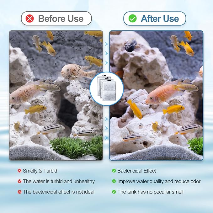 8 Pack PF-L Filter Cartridges Compatible with Top Fin Silenstream PF20, PF30, PF40 and PF75 Power Filters, Remplacement Aquarium Carbon Cartridge with Zeolite