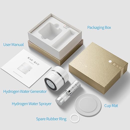 Portable Hydrogen Water Bottle Generator 3200PPB Rechargeable with PEM SPE Technology for Home Travel Sport Drinking Improve Health (White)