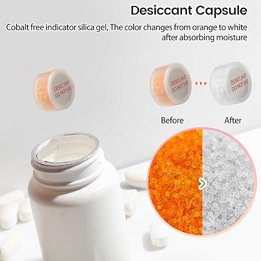 1 Gram 2000 Pack Desiccant Packs Food Grade, Silica Gel Capsule with Indicating Silica Gel Beads (Orange to White), Moisture Absorber Packets Silica Gel Packets