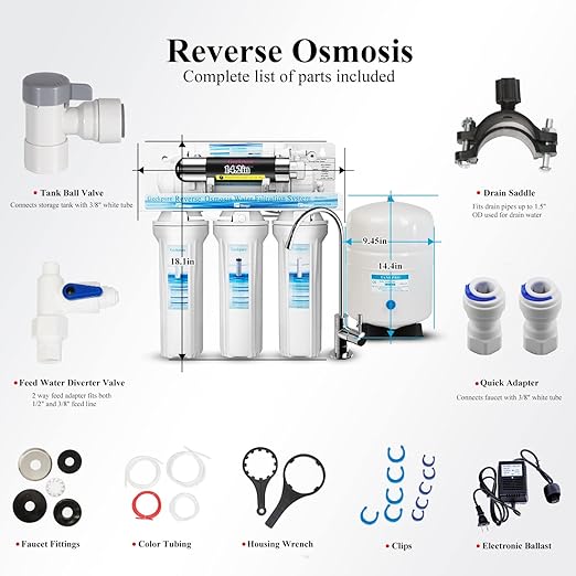 Geekpure 6 Stage Reverse Osmosis RO Drinking Water Filter System with UV Filter-75GPD