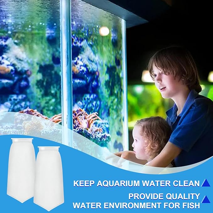 7 Inch Rectangle Filter Sock, 8 Pcs Saltwater Aquarium Filter Bags 300 μm Aquarium Filter Accessories for Saltwater Freshwater Fish Tank Filter