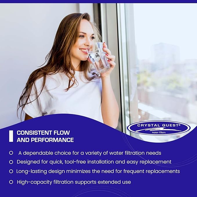 Crystal Quest Lead Water Filter Cartridge – Advanced Lead & Cyst Filtration, Durable PP Build, Steady Flow, Easy Installation, Long-Lasting Use, Fit for Crystal Quest Systems - 4-5/8" x 9-3/4"