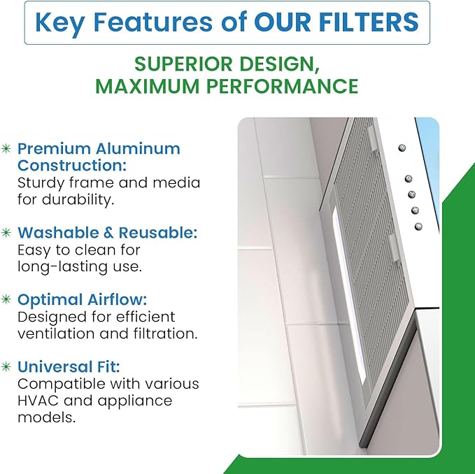 Filter Everything Washable Aluminum Air Filter – 24 x 36 x 1 7/8 – Permanent, Reusable HVAC Intake Filter – Heavy-Duty Expanded Aluminum Mesh – Pre-Filter for HEPA or Pleated Filters