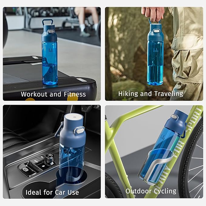 750ml Leak Proof Water Bottle with Flip Top Lid, BPA-Free USA Tritan Drink Bottle, Dishwasher Safe for Office, Outdoor & Daily Use (Blue, 1 Pack)