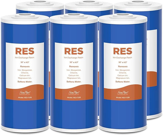 SimPure 10" x 4.5" Cation Exchange Resin Filter, Whole House Water Softening Cartridge for DB10P, DB10C (6 Pack)