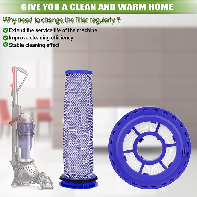 Replacement Filter for Dyson DC41 DC65 DC66 UP13 UP20 UP30, 2 Post-Motor Filtesr and 2 Pre-Motor Filters for Dyson Ball Animal 2/3 Vacuum, Compare Part# 920769-01 & 920640-01
