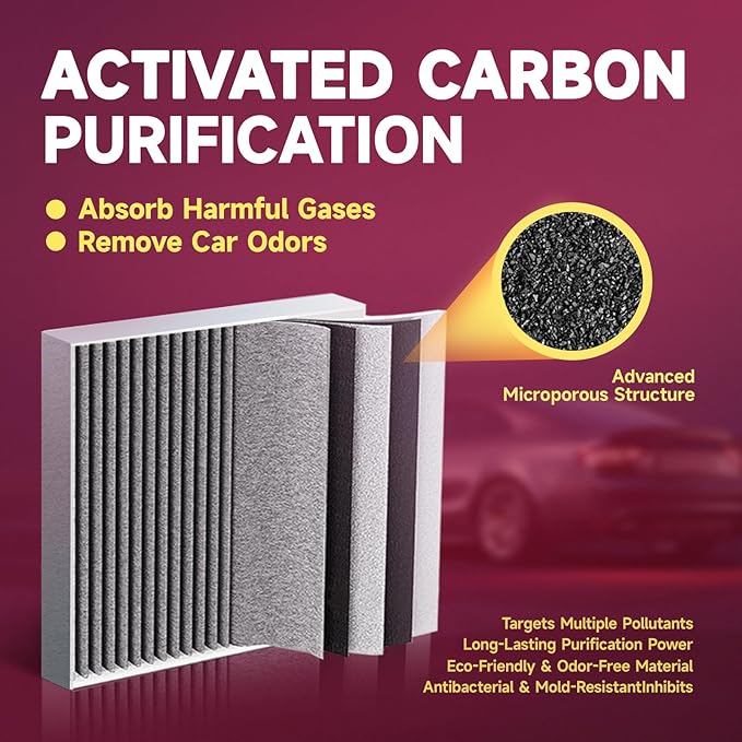 Cabin Air Filter with Activated Carbon Compatible with Ford Mustang 2005-2014, Replace# 4R3Z19N619AA