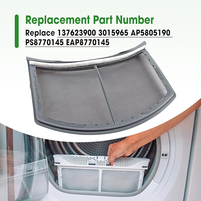 137623900 Dryer Lint Trap Filter Replacement Compatible with Electrolux EIMED60LT3 EIMED55IMB3 EWMED70JIW4 EWMED70JSS4 Kenmore 41781100003 41781102003 Replace 3015965 AP5805190 PS8770145 EAP8770145