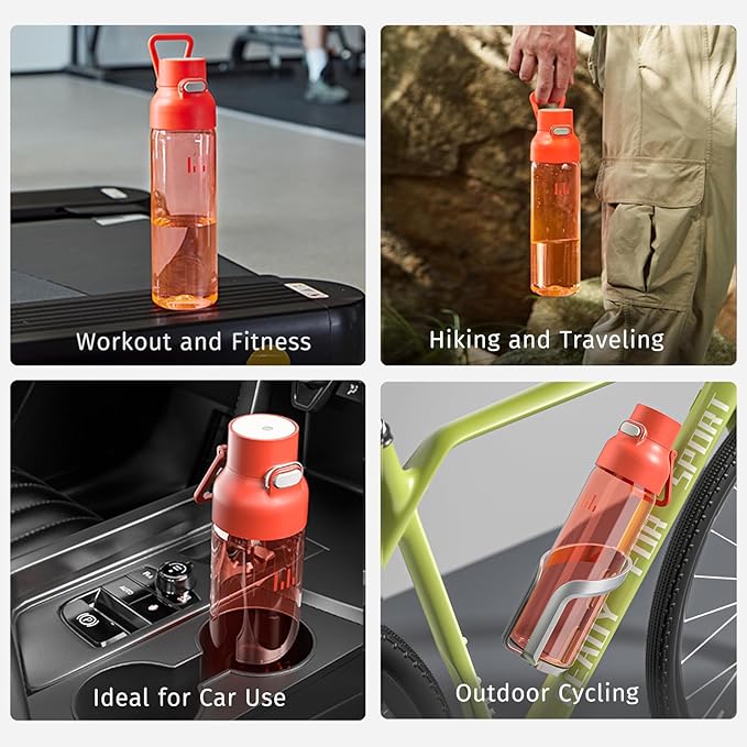 750ml Leak Proof Water Bottle with Flip Top Lid, BPA-Free USA Tritan Drink Bottle, Dishwasher Safe for Office, Outdoor & Daily Use (Vermilion, 1 Pack)