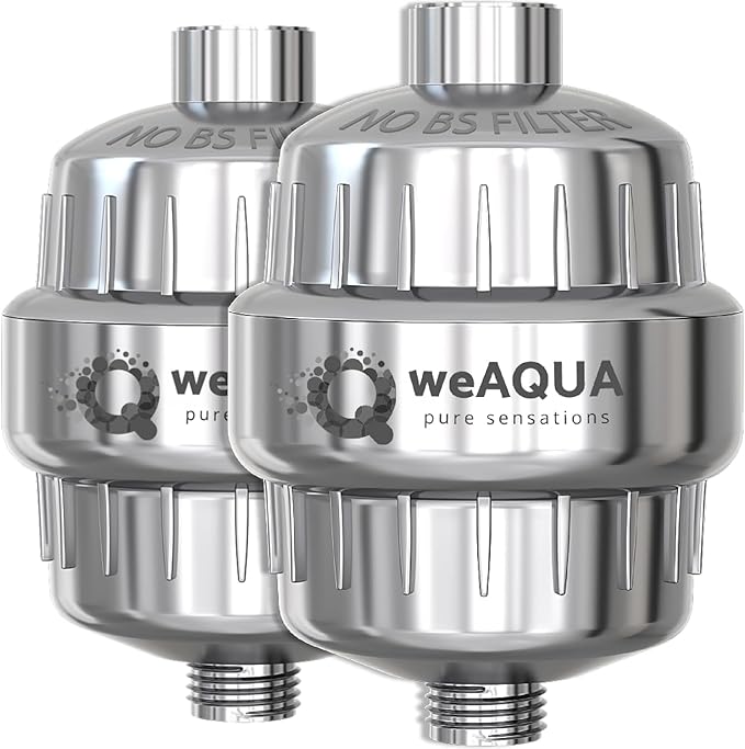 WeAQUA Heavy Duty NO BS Shower Filter Family 2 PACK – 99% Removal for Hard Water, Chlorine, Fluoride, Heavy Metals, Micro-life, Organics and More