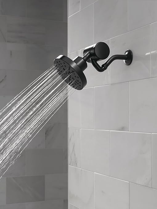 Delta Faucet 5-Setting H2Okinetic Shower Head Matte Black with Clarifi Premium Shower Filter Attachment with Filter