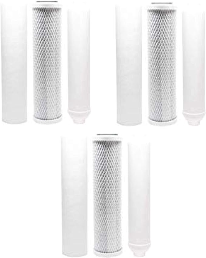 CFS – 3 Pack Replacement Water Filter Kit Includes Carbon Block, PP Sediment, & Inline Filter Cartridges Compatible with Rainsoft 9596 Reverse Osmosis Systems Models – Removes Bad Taste & Odor