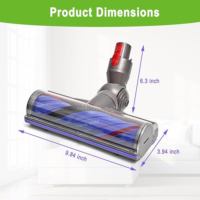 Quick-Release Replacement Vacuum Head for Dyson V7,V8, Cyclone V10,V11,V15 Cordless Vacuum Cleaner, Upgrade Anti-Tangle Replacement Vacuum Head, Quick Release Motor-Head Brush Roller