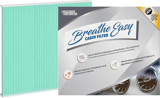 Spearhead HEPA Breathe Easy Cabin Filter, Up to 99.97% Filtration of 0.3 Micron Particles w/No Airflow Reduction (BE-183H)