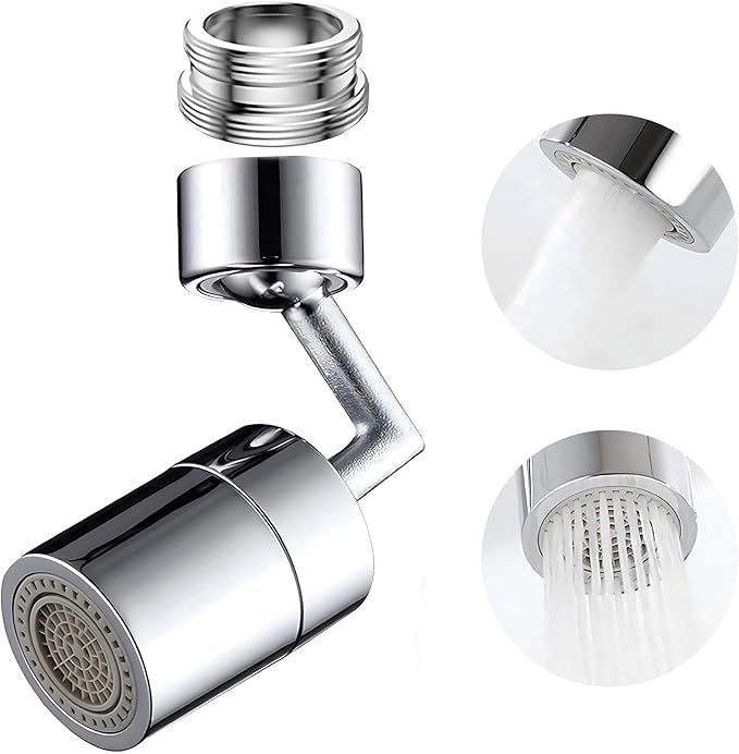 Rotatable 720° Faucet Sprayer Head,Universal Splash Filter Faucet with 4-Layer Net Filter for Kitchen,Anti-Splash,Leakproof Design with Double O- Ring Oxygen-Enriched Foam