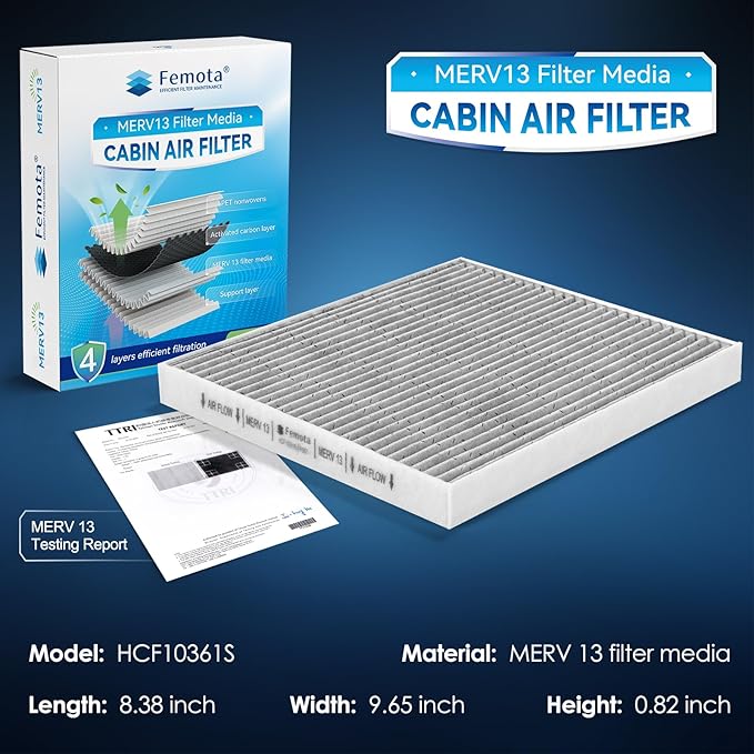 Tested MERV 13 Cabin Air Filter with Activated Carbon, CF10361 for Chevrolet Cobalt(2005-2010), HHR(2006-2011), Pontiac G5(2007-2009), Pursuit(2005-2006), Saturn Ion(2003-2007).