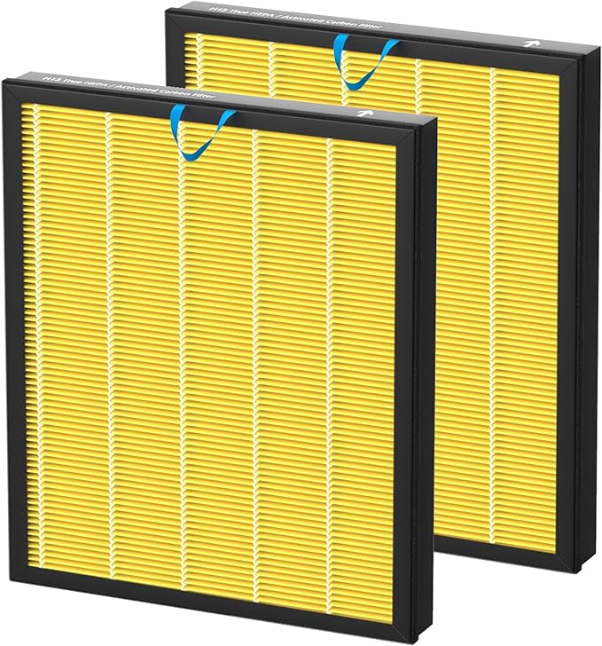 Vital 100S Replacement Filter for LEVOIT Vital 100S Vital 100S-P Air Purifier, H13 True HEPA and Activated Carbon Vital 100S-P Filter, Vital 100S-RF-PA(LRF-V102-YUS), 2 Pack Yellow