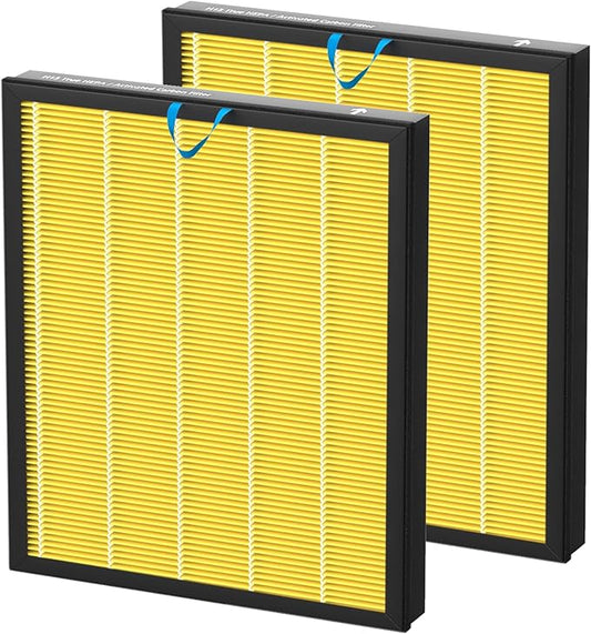 Vital 100S Replacement Filter for LEVOIT Vital 100S Vital 100S-P Air Purifier, H13 True HEPA and Activated Carbon Vital 100S-P Filter, Vital 100S-RF-PA(LRF-V102-YUS), 2 Pack Yellow
